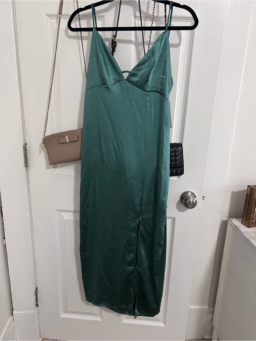 Target Teal Slip Midi Dress with Front Slit
